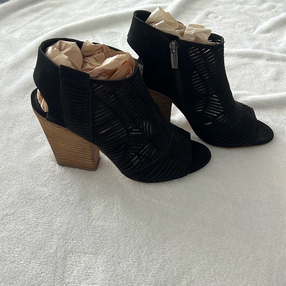 New Vince Camuto black, open toe, open mesh, leather booties. - Picture 1 of 6